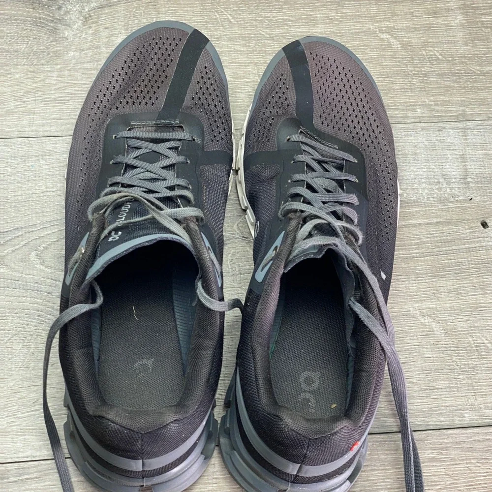 On Running Shoes‎ Cloudflow Men 11.5 Black Asphalt Grey Mesh Athletic Sneakers